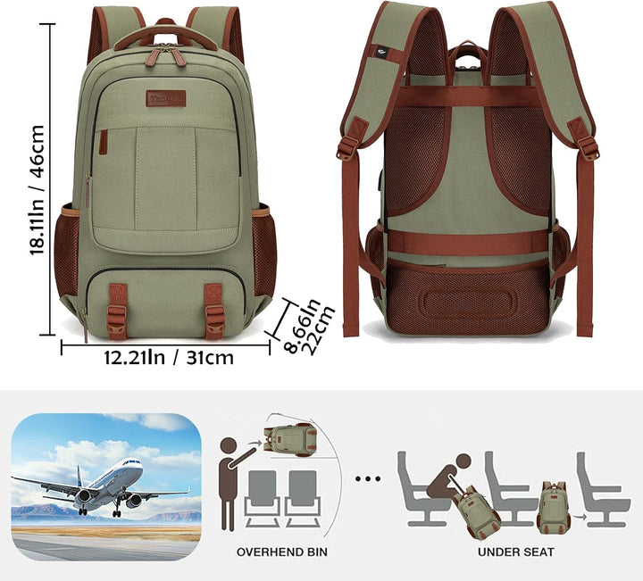 Tzowla Canvas Laptop Rucksack aus Segeltuch,Reise Backpack Tasche Herren und Damen,Arbeit Reiserucks