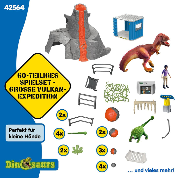 schleich 42564 Grosse Vulkan Expedition, für Kinder ab 5-12 Jahren, DINOSAURS - Spielset Single neue
