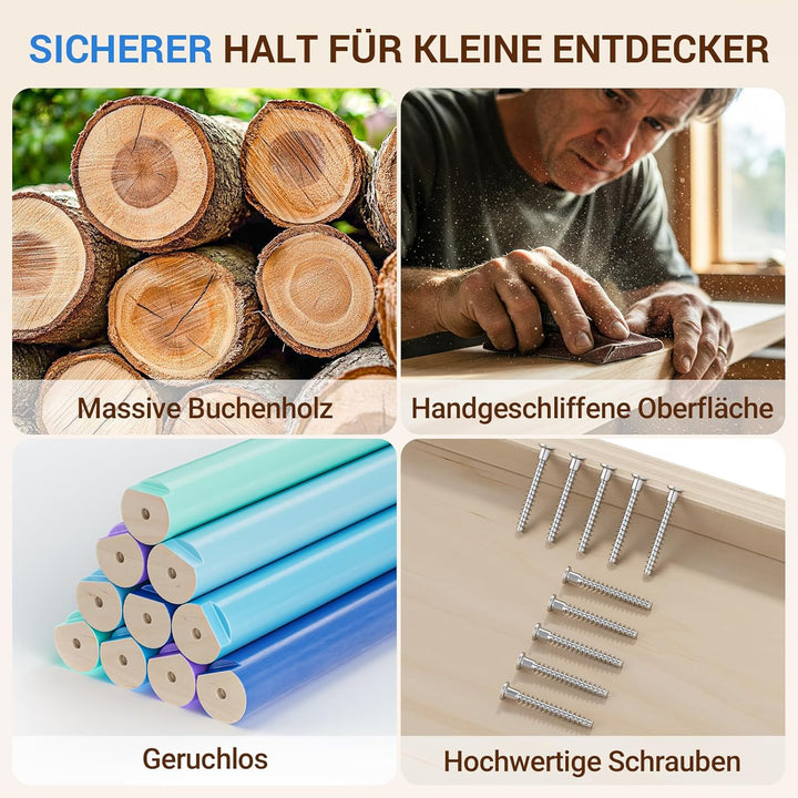 COSYLAND 8-in-1 Montessori Klettergerüst Indoor ab 1 Jahr – Kletterdreieck mit Rutsche, Kletterbogen