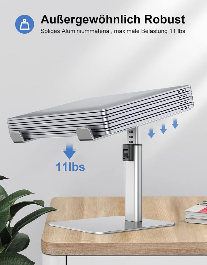 Babacom Laptop Ständer, 8 Höhenverstellbar Aluminium Kühlpads Laptop Stand, Ergonomischer Belüfteter
