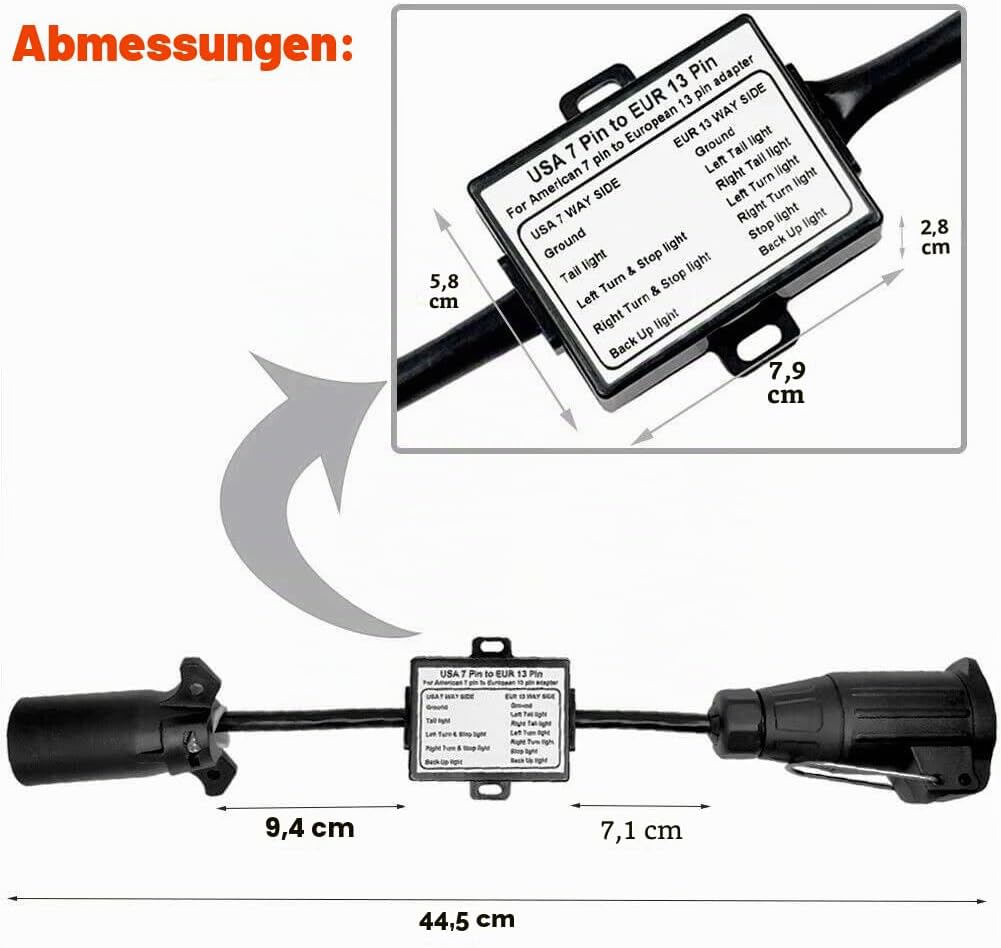 NEWFUN Adapter Anhänger 7 Auf 13 Polig, Anhängerstecker Kabelbaum, Adapterkabel Anhänger Verlängerun