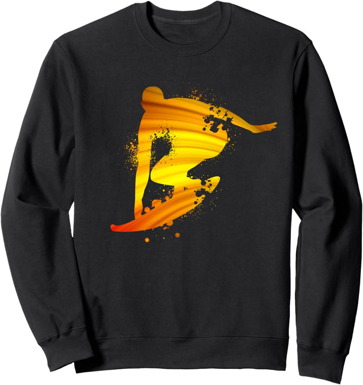 Vintage Surfer Silhouette | Wellenreiten Welle Motiv Surfen Sweatshirt