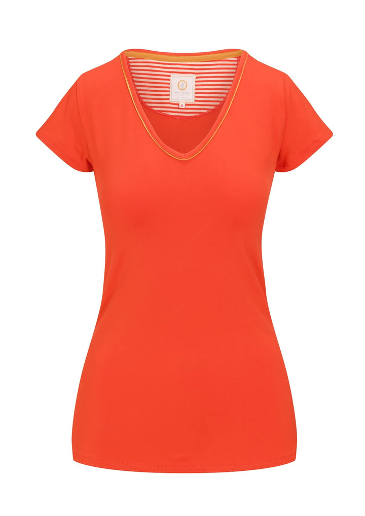 Pip Studio Kurzarm Top Toy Solid | Koralle - L