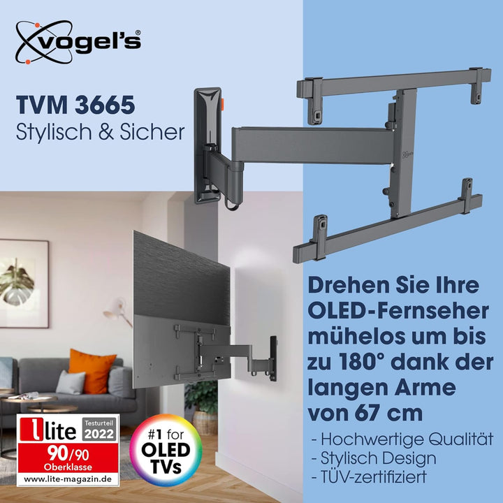 Vogel's Comfort TVM 3665 Hochwertige Schwenkbare OLED TV-Wandhalterung für 40-77 Zoll Fernseher | Bi
