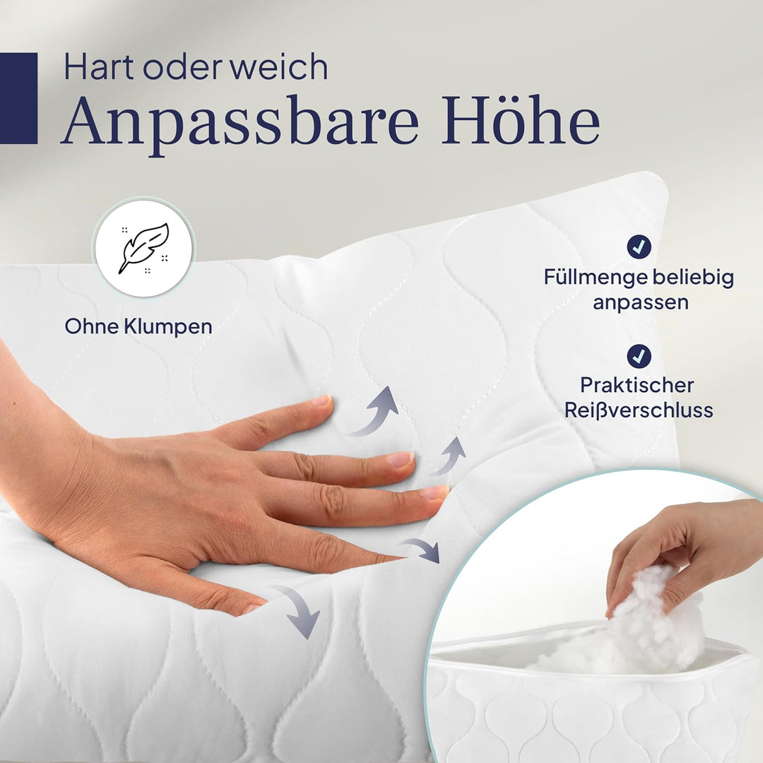 Gentle North Kopfkissen (80x80 cm gross) - Schlafkissen für Bett - Mit Reissverschluss für Füllung -