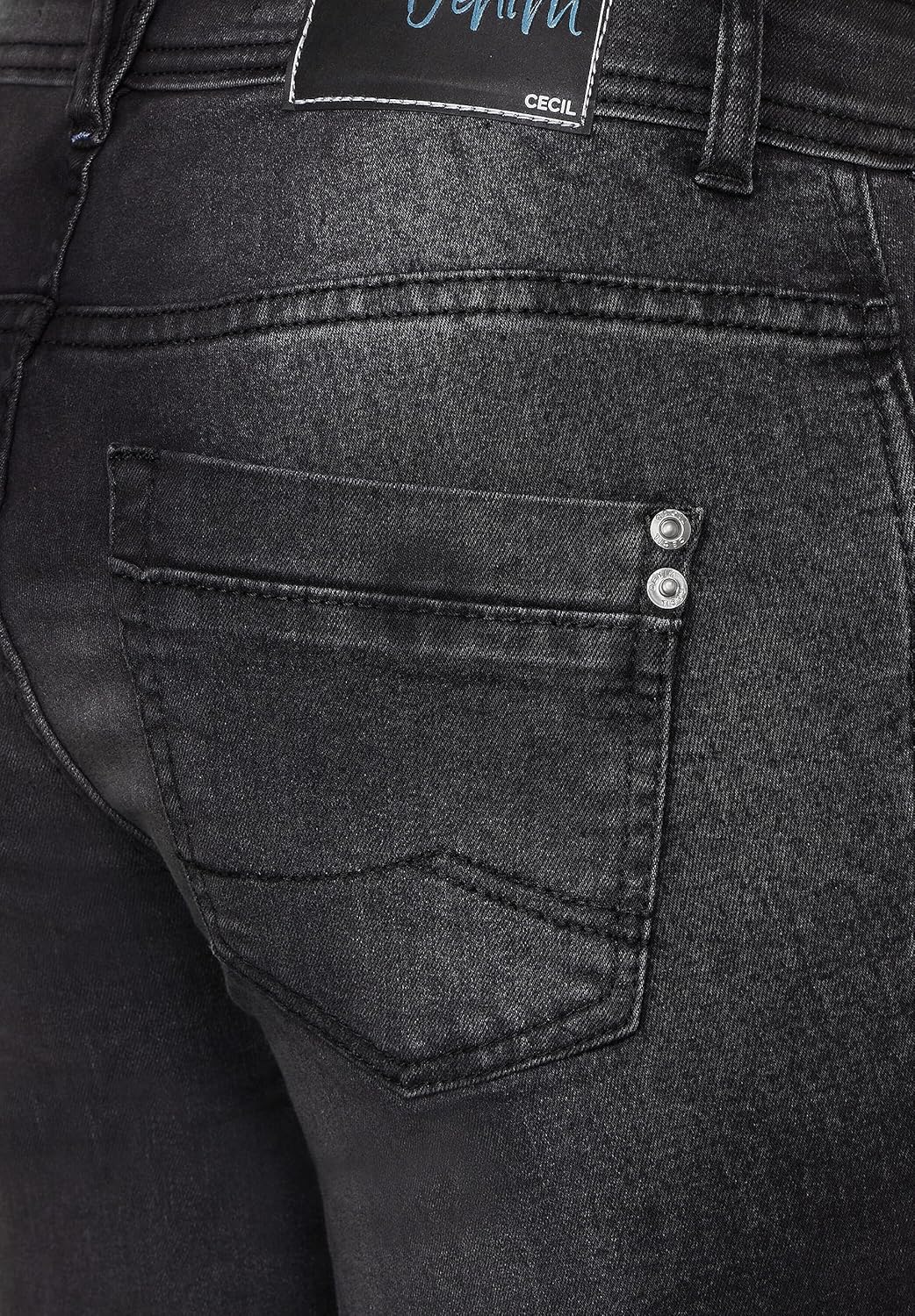 Cecil Damen Jeanshose Loose Fit 26W / 32L Authentic Black Wash, 26W / 32L Authentic Black Wash