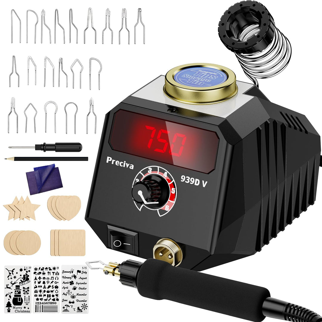 Preciva 939D-VI Brandmalstift, Handwerksset zum Holzschnitzen mit einstellbarer Temperatur, Holzschn