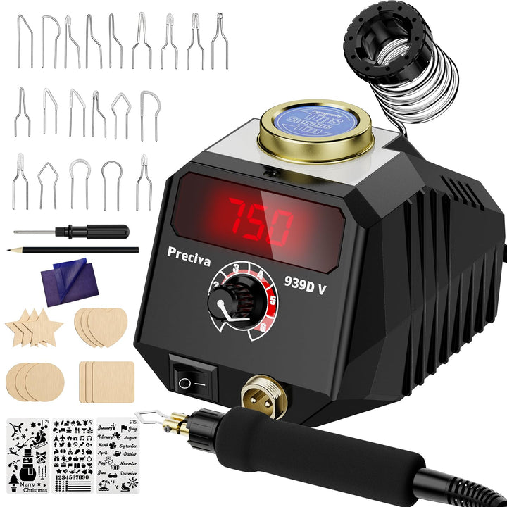 Preciva 939D-VI Brandmalstift, Handwerksset zum Holzschnitzen mit einstellbarer Temperatur, Holzschn