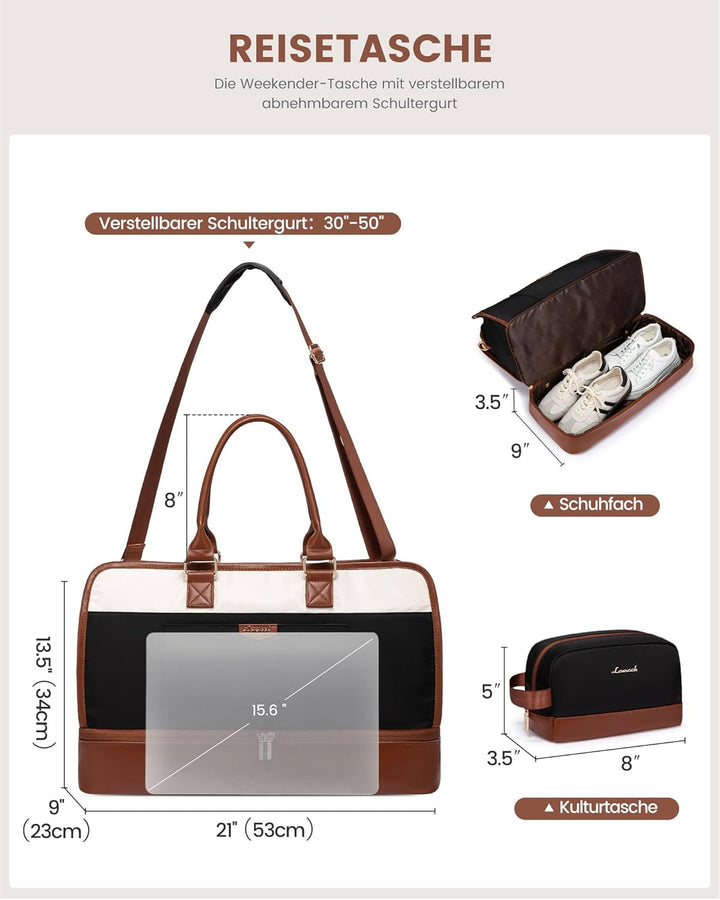 LOVEVOOK Reisetasche Weekender Damen Gross, 50L Handgepäck Tasche für Flugzeug, Kliniktasche Geburt