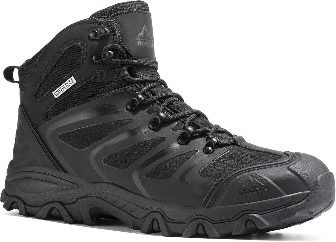 NORTIV 8 Herren-Wanderstiefel, wasserdichte Outdoor-Trekkingstiefel 43 EU Alles Schwarz, 43 EU Alles