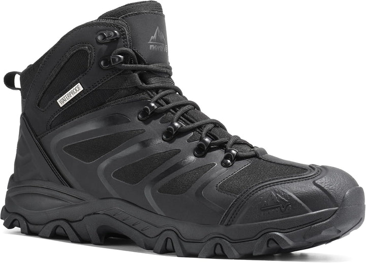 NORTIV 8 Herren-Wanderstiefel, wasserdichte Outdoor-Trekkingstiefel 43 EU Alles Schwarz, 43 EU Alles
