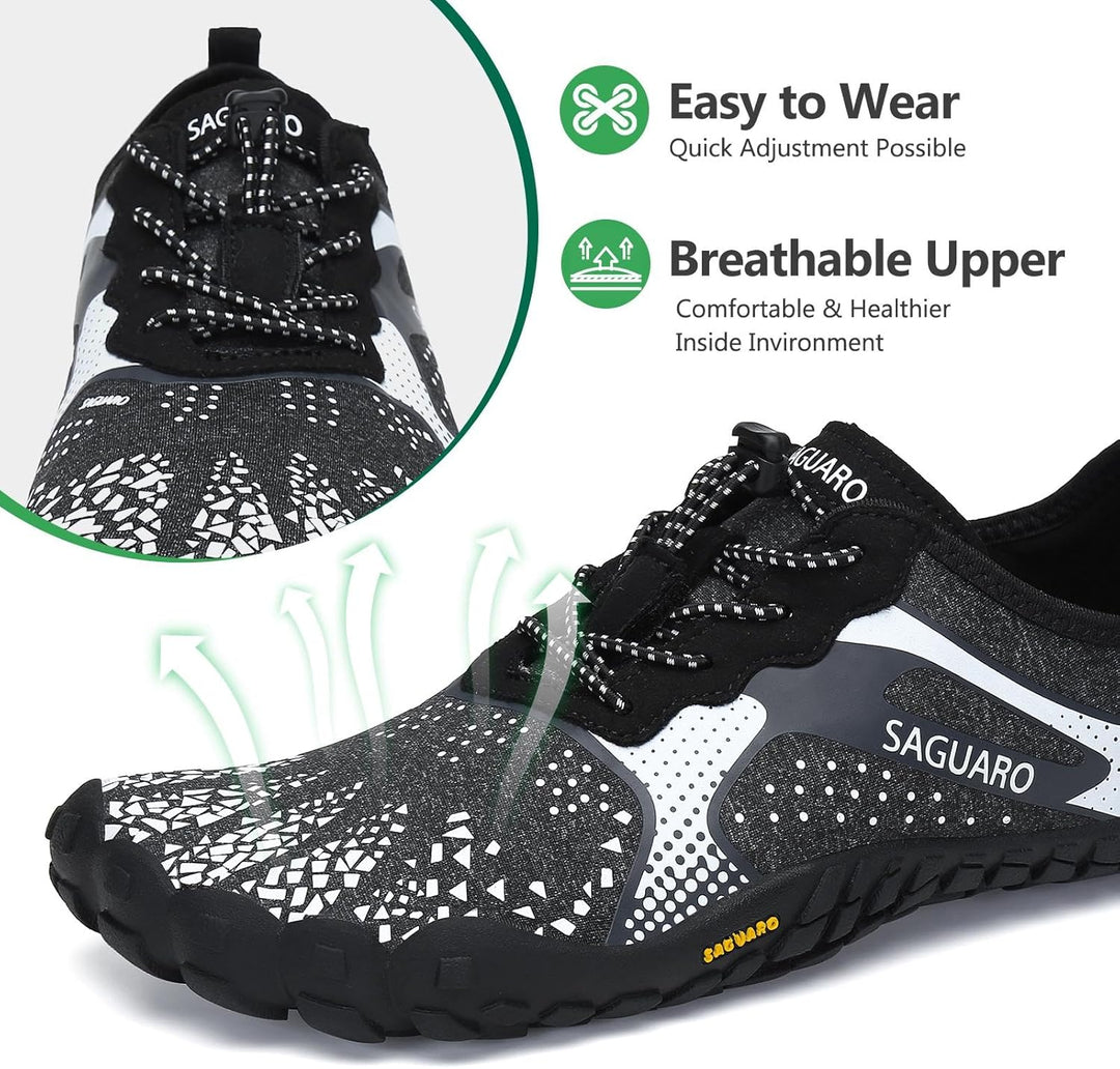 SAGUARO Unisex Barfussschuhe Outdoor Zehenschuhe Traillaufschuhe 39 EU Temperament Weiss, 39 EU Temp