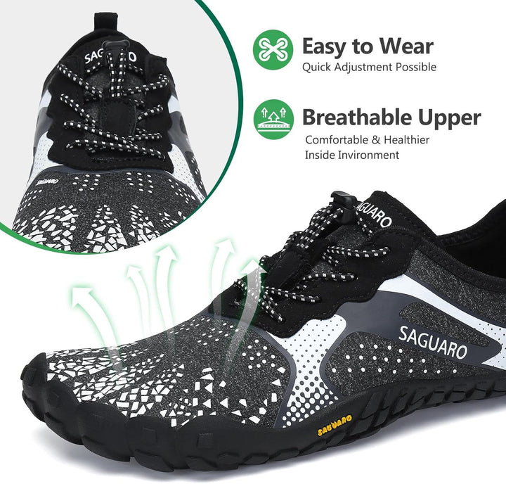 SAGUARO Unisex Barfussschuhe Outdoor Zehenschuhe Traillaufschuhe 39 EU Temperament Weiss, 39 EU Temp