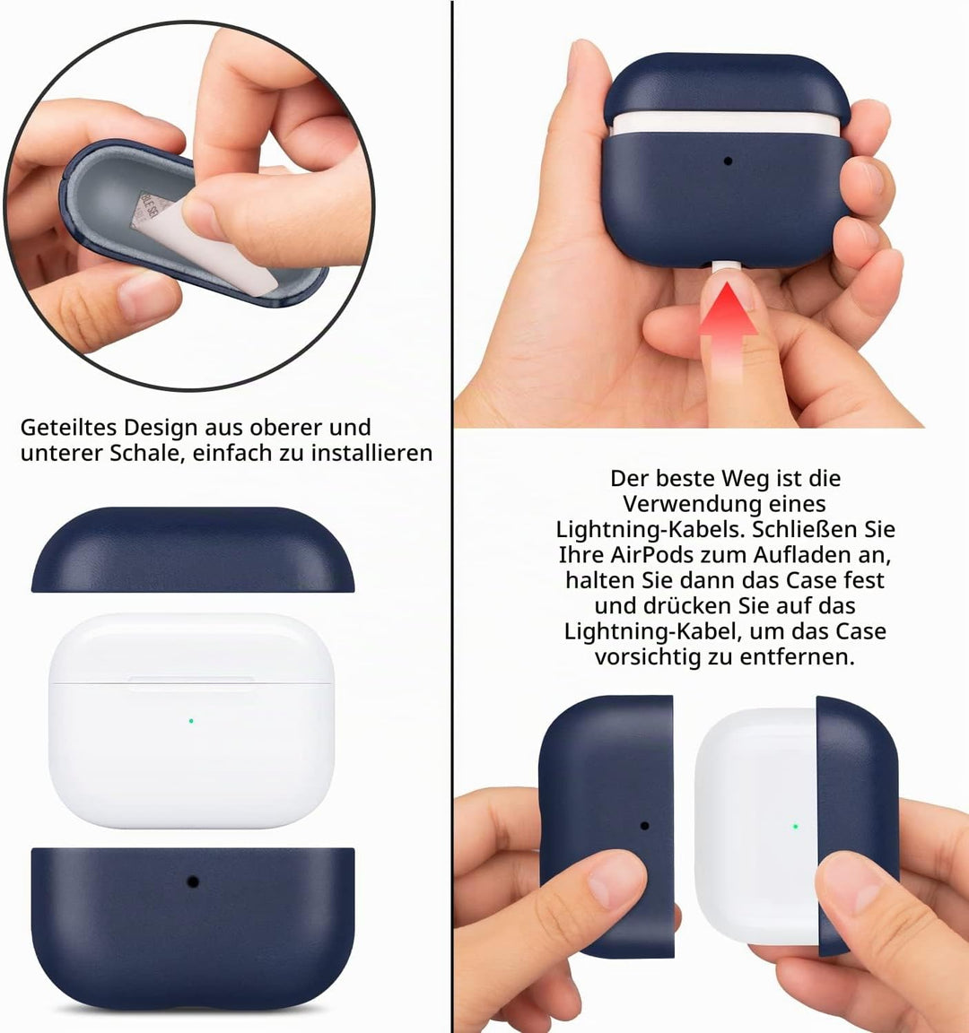 Maogoam für AirPods 4. Generation Case Leder, Echtes Crystal Oil Wax Rindsleder Case Cover für Apple