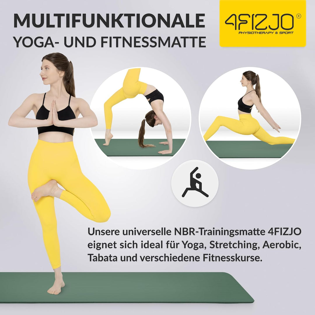 Fitnessmatte mit Tragegurt, Abm. 180x60 cm, NBR-Schaumstoff, Rutschfest, Komfort, In &amp; Outdor, Pilat