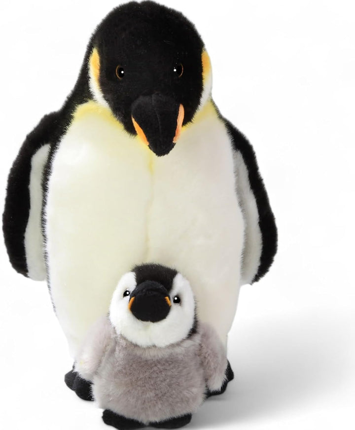 Carl Dick Pinguin mit Baby, Laufvogel, Plüschtier, Kuscheltier, ca. 32cm 1725 Schwarz-weiss-orange,