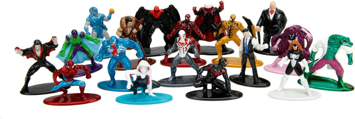 Jada Toys Marvel Spider-Man Figuren (18 Stück) - Multi-Set Nano-Sammelfiguren aus Metall, u.a. mit S