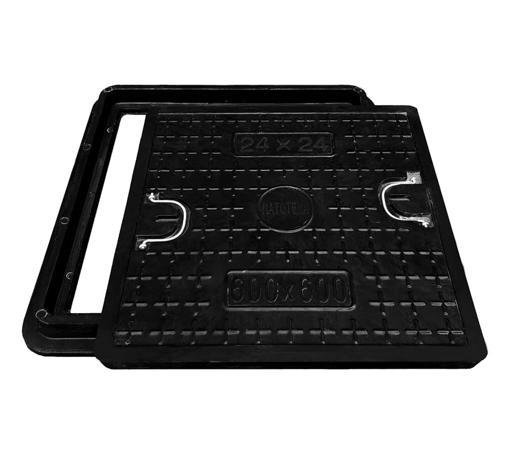 GFK-Schachtabdeckung mit Rahmen: 700x700 mm/Deckel: 600x600 mm/Lichte Weite: 550x550 mm Kanaldeckel