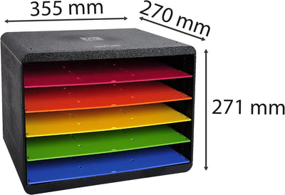 Exacompta 305798D Premium Ablagebox Querformat mit 5 Fächern für DIN A+ Dokumente. Belastbare Schubl