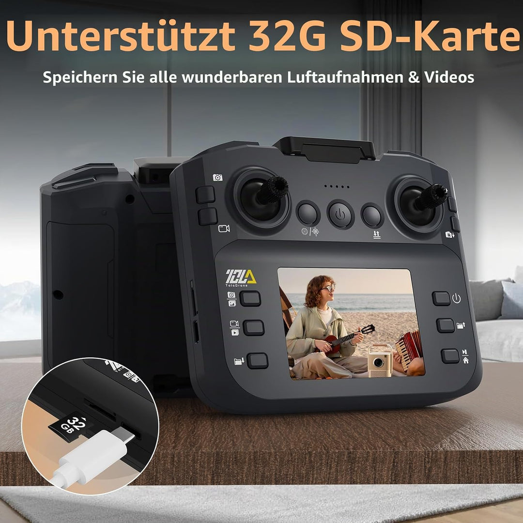 TD12LCD Drohne mit Kamera für Erwachsene, Drohnen mit Optischer Flusspositionierung, Bürstenlosem Mo