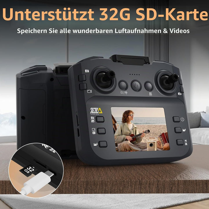 TD12LCD Drohne mit Kamera für Erwachsene, Drohnen mit Optischer Flusspositionierung, Bürstenlosem Mo