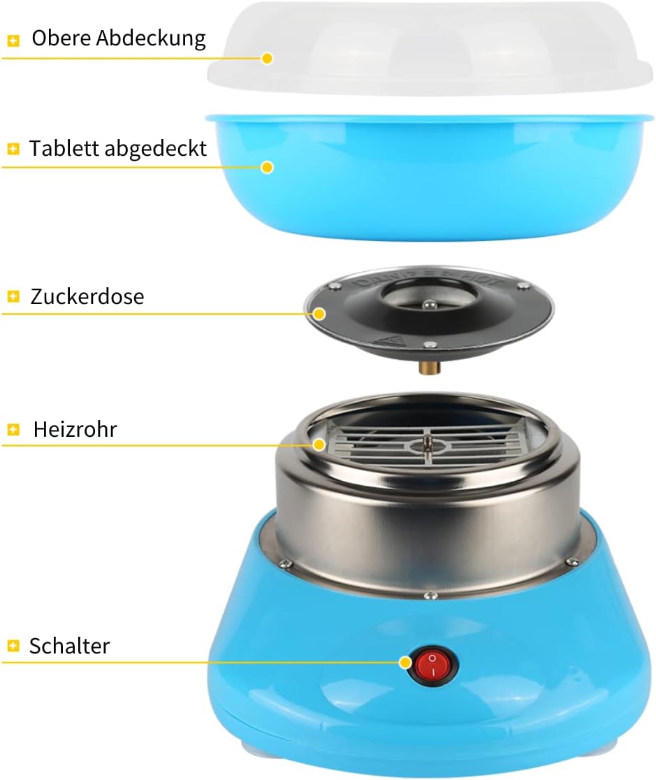 XUANYU 450W Zuckerwattemaschine Set für Zuhause Cotton Candy Machine mit Messlöffel und 10er Stäbche