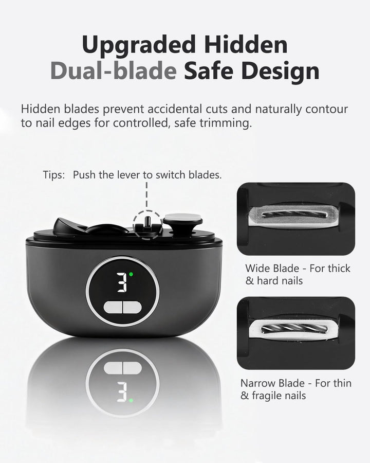 Aokitec Elektrischer Nagelknipser mit doppeltem Sicherheitsklingendesign LED-Licht 3-Speed, 2-in-1 N