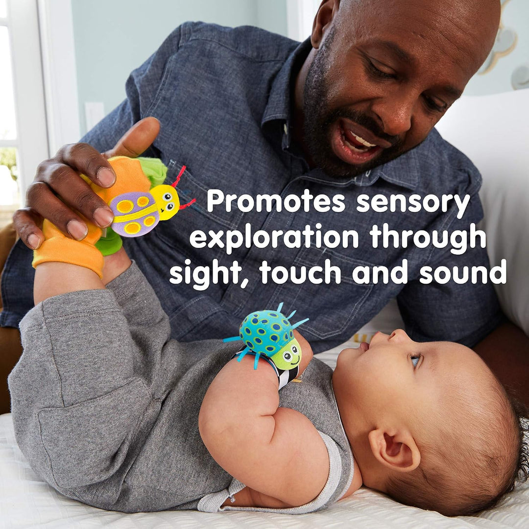 LAMAZE Gardenbug Wrist Baby Rattle Toy Baby Gift Set, Cute Foot Finder Baby Toy with Sensory Stimula
