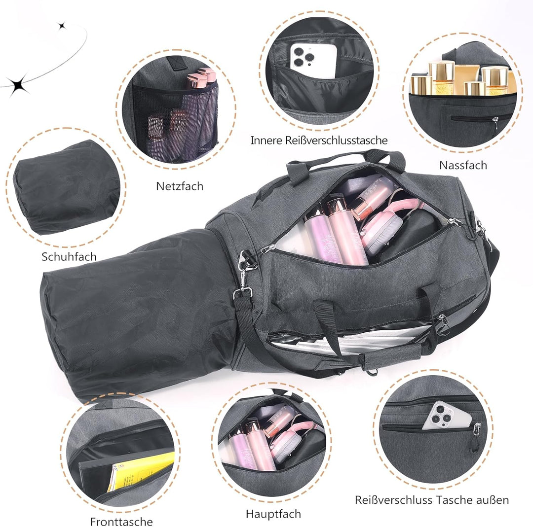 Sporttasche mit Schuhfach und Nassfach - Reisetasche Damen und Herren - Tasche für Sport, Gym &amp; Fitn