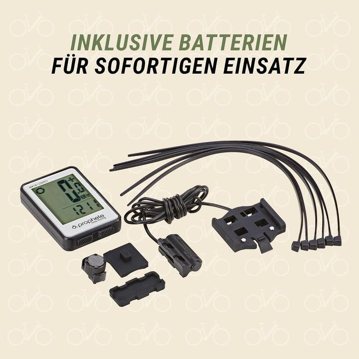 Fahrradtacho Fahrradcomputer Prophete – 20 Funktionen, Grosser Display, Geschwindigkeit, Durchschnit