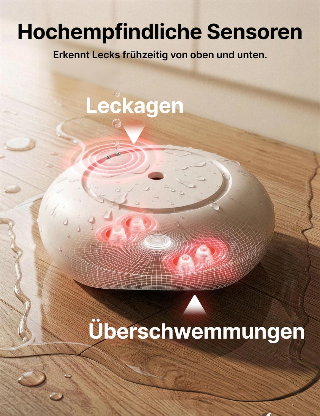 X-Sense Wi-Fi Wassermelder mit Batterie, Wassersensor IP66, WLAN-Wassersensor, EIN Zubehörteil für d