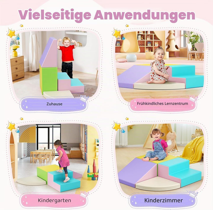 4p-weisse Kletterblöcke für Babys, Baby-Kletterblöcke, kratzfester PU-Bezug, leicht zu reinigen, ver