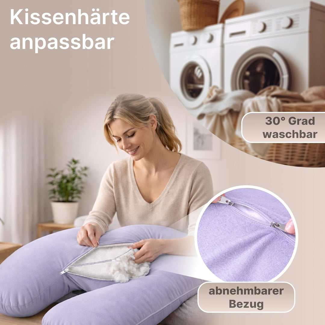 ELONEO NEU Seitenschläferkissen mit Bezug | Stillkissen | Schwangerschaftskissen XXL | Pregnancy Pil