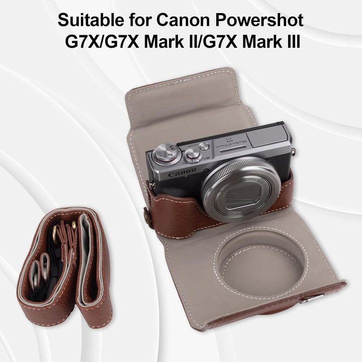 Rieibi G7 X G7X II G7X III Hülle, Vintage Leder Kameratasche für Canon PowerShot G7X G7X Mark II G7X