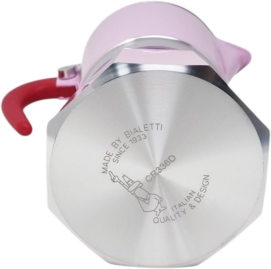 Bialetti Amore Mio Rainbow 3-Tassen-Espressokanne, Rot mit Kirschen, Aluminium, 130 ml, Manuelle Esp