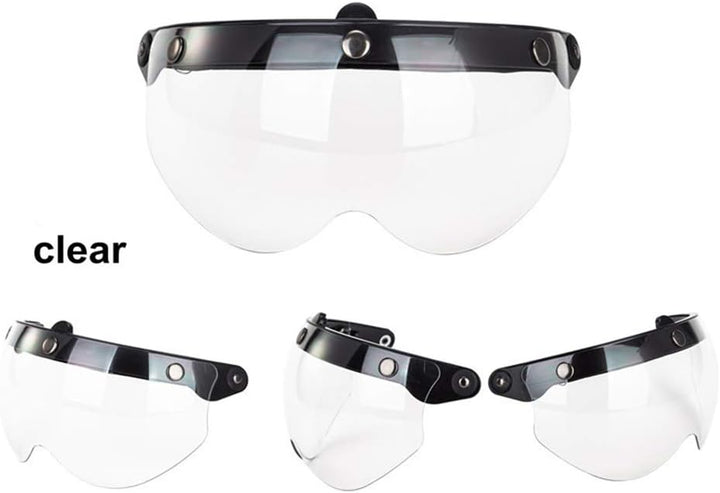Helmvisier Universelles 3 Druckknopf Winddichtes Sonnenschutz Halbgesicht-Retro Motorradhelm Visier
