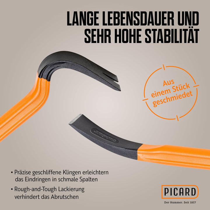 PICARD BlackGiant® Bar Nageleisen Nr. 46Z 0,6kg | 300mm Länge | 90° Hebelkraft Design | Rutschfest |