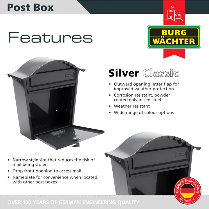 Burg-Wachter Anthrazit Klassischer Briefkasten MB01A, 36x37x13cm, Anthrazit