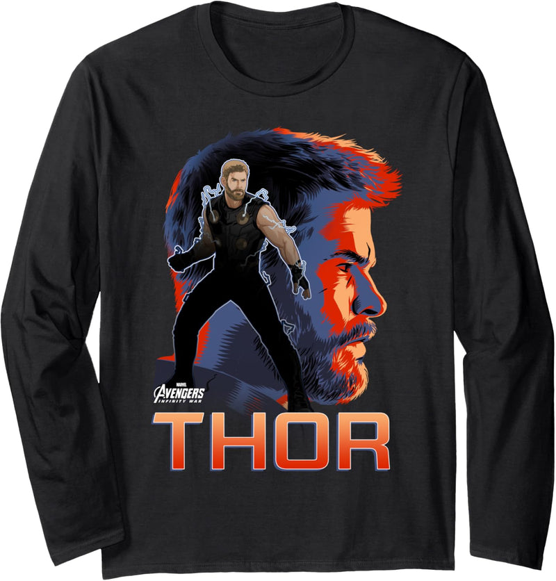 Marvel Infinity War Thor Big Head Profile Langarmshirt