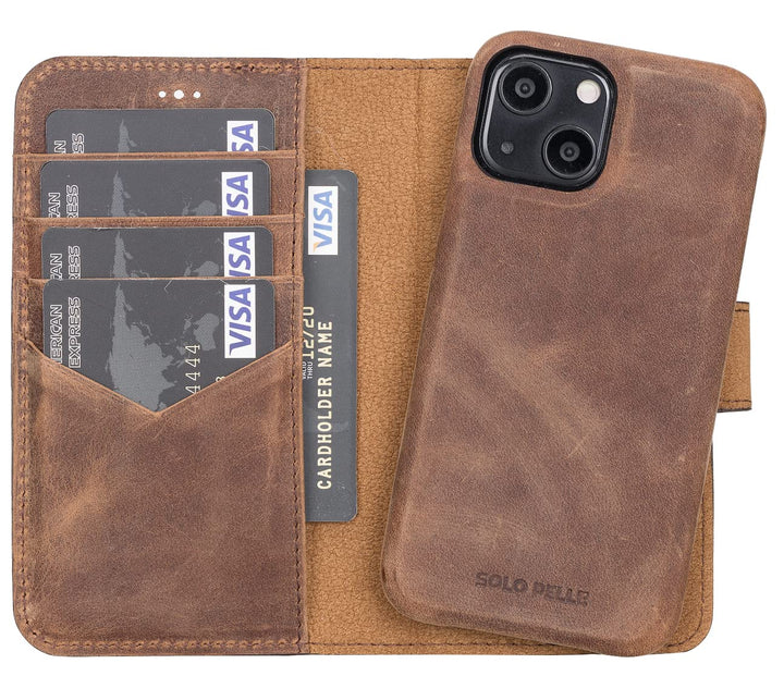 Solo Pelle Lederhülle kompatibel für iPhone 13 Mini in 5.4 Zoll abnehmbare Hülle (2in1) inkl. Karten
