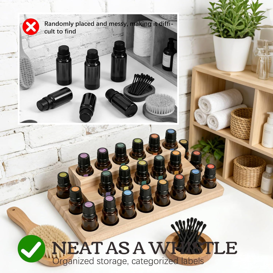 Ätherisches Öl Display Ständer, 23 Löcher Aromatherapie Öle Hölzern Tragen Gestell Halter Organisato