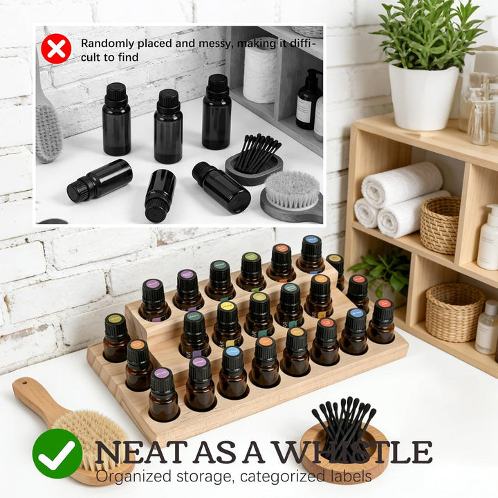 Ätherisches Öl Display Ständer, 23 Löcher Aromatherapie Öle Hölzern Tragen Gestell Halter Organisato