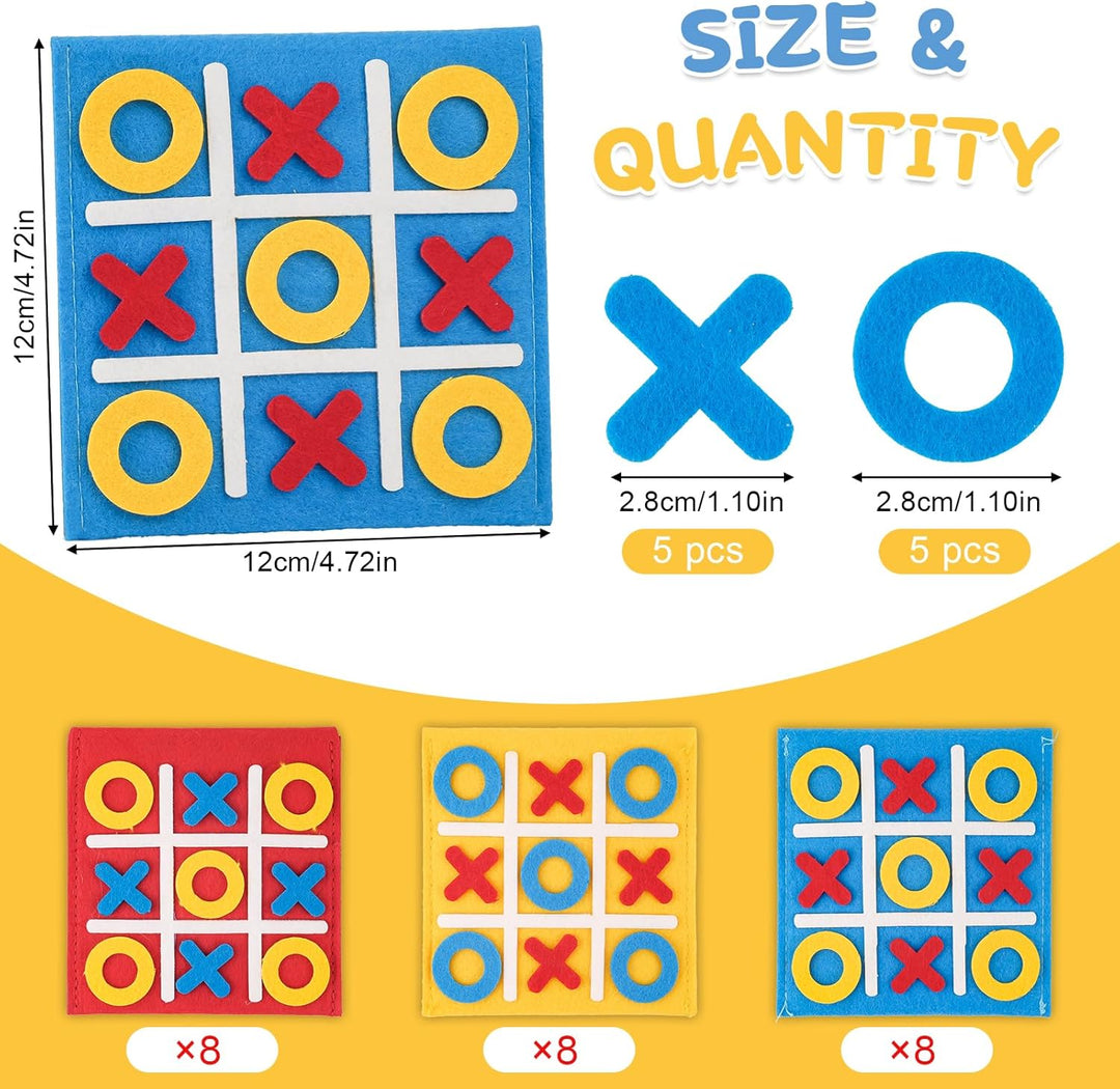 Tic Tac Toe Spiel, 24 Stück Filz Tic Tac Mini, Bunt Tic Tac Town Spiel, Lernspielzeug Geeignet für G