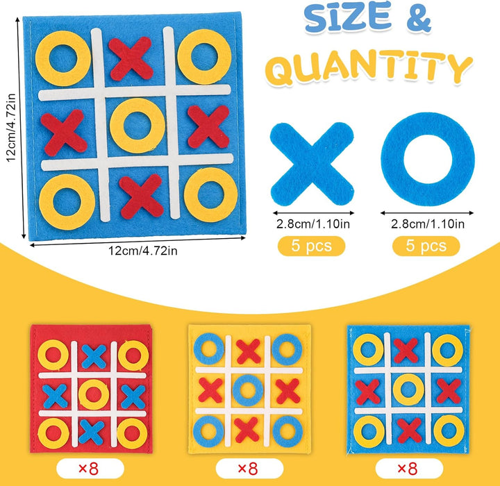 Tic Tac Toe Spiel, 24 Stück Filz Tic Tac Mini, Bunt Tic Tac Town Spiel, Lernspielzeug Geeignet für G