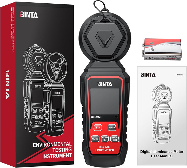 BINTA Digital Luxmeter Tragbare Belichtungsmesser Beleuchtungsstärke | Lichtmesser mit Bereich bis z