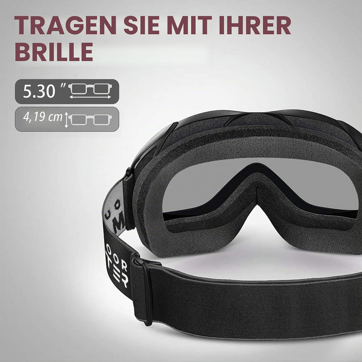 OutdoorMaster Unisex Skibrille OTG für Damen und Herren, Snowboard Brille Schneebrille 100% UV-Schut