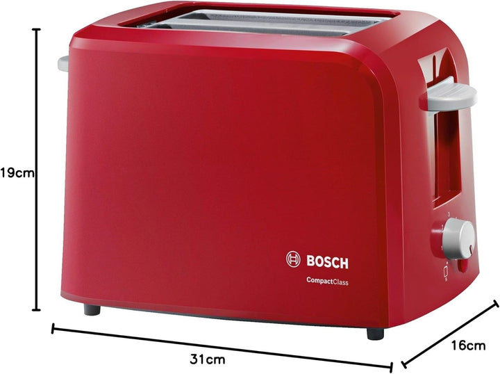 Bosch Kompakt Toaster CompactClass TAT3A014, integrierter Edelstahl-Brötchenaufsatz, mit Abschaltaut