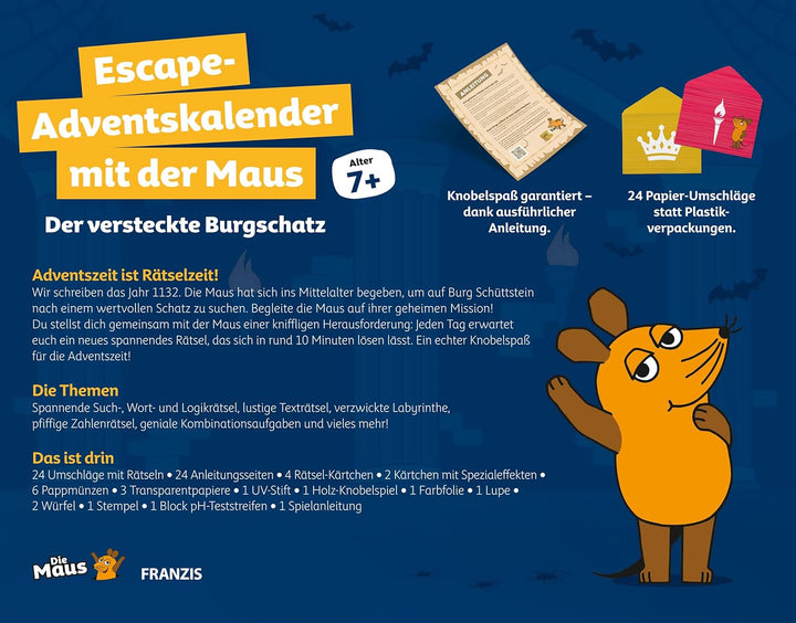 Escape Adventskalender mit der Maus, Der versteckte Burgschatz (Ausgabe für den Buchhandel) UV-Stift