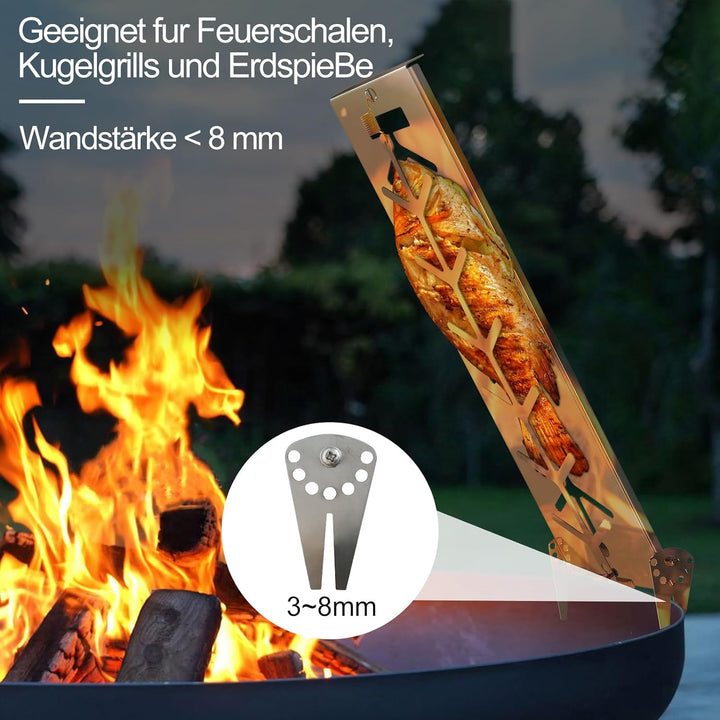 Flammlachsbrett | Extra breit 18cm Fisch Grillhalter Edelstahl | Grillzubehör für Feuerschale und Ku