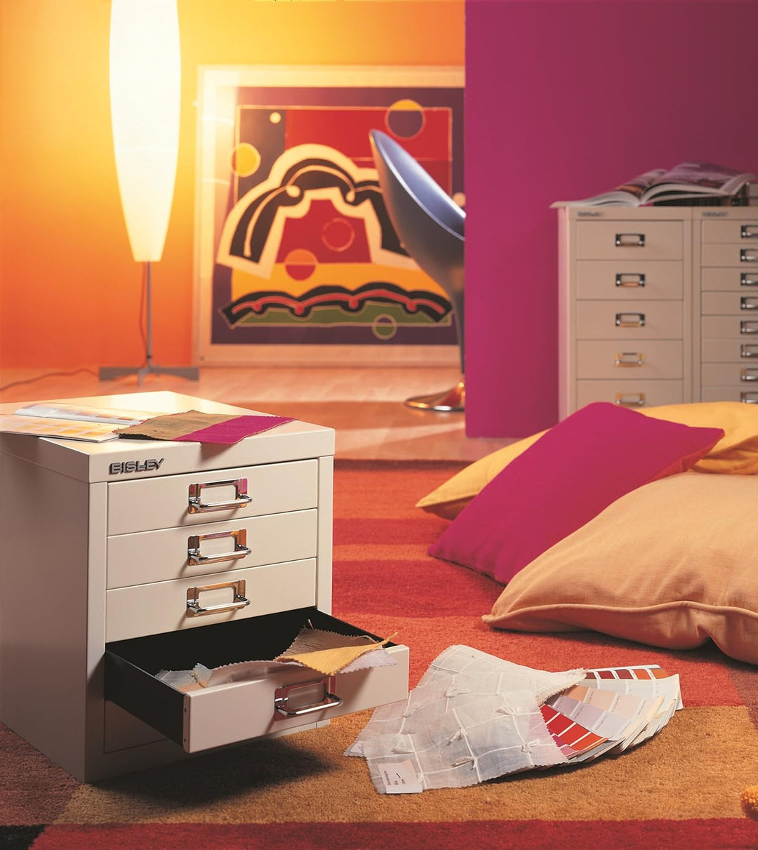BISLEY MultiDrawer, 29er Serie mit Sockel, DIN A3, 10 Schubladen, Metall, 355 Silber, 43.2 x 34.9 x